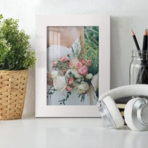 Renditions Gallery 5x7 inch Picture Frame High-end Modern Style, Made of Solid Wood and High Definition Glass Ready for Wall and Tabletop Photo Display, White Frame