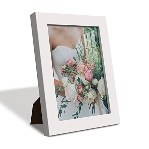 Renditions Gallery 5x7 inch Picture Frame High-end Modern Style, Made of Solid Wood and High Definition Glass Ready for Wall and Tabletop Photo Display, White Frame