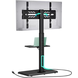 greenstell tv stand with power outlet & av shelf, universal floor tv stand for 32-70 inch tv, swivel tall tv stand, holds up to 110 lbs,height adjustable and soild wood base, max vesa 600x400mm,black