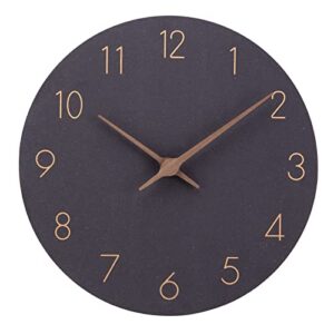 wall clock - 12 inch silent wall clocks battery operated non-ticking simple modern wood black decorative retro clocks decor for bedroom living room kitchen home office bathroom