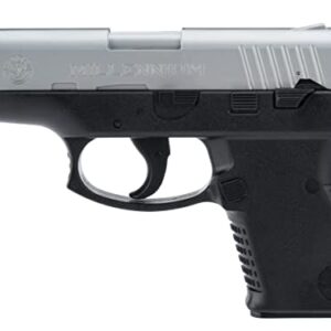 AirSoft Swiss Arms Millennium PT 111 Spring Powered Airsoft Pistol with Hop-Up and Slide Serrations, 180-200 FPS, Silver