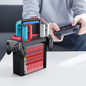 Switch Games Storage Organizer Station with Controller Charging Stand, Charging Dock Compatible with Nintendo Switch, Multifunctional Accessories Kit Storage for Joy-con, Pro Controller, Game Card