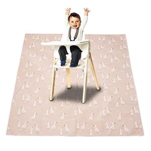 splat mat for under high chair/arts/crafts, washable baby spill mat waterproof anti-slip floor splash mat, portable baby play mat and table cloth (goose, 43"x 43")
