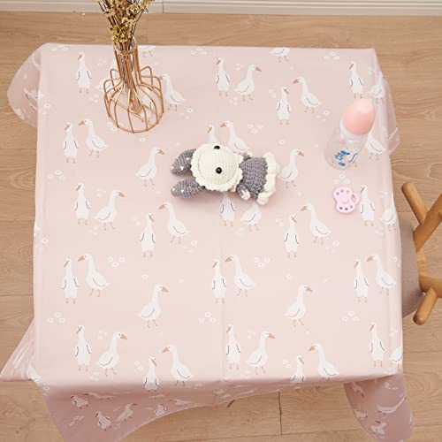Splat Mat for Under High Chair/Arts/Crafts, Washable Baby Spill Mat Waterproof Anti-Slip Floor Splash Mat, Portable Baby Play Mat and Table Cloth (Goose, 43"x 43")