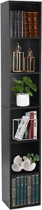 hoffree 6-tier narrow bookcase tall wood bookshelf cabinet cube organizer book shelves display storage shelves rack for small spaces home office living room - black