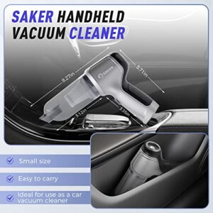 Saker Handheld Vacuum Cleaner Car - Wireless Mini, 3 in 1 Multifunctional Brushless Motor 12000PA High Power with USB,Portable Handheld Car Vacuum Cleaner for Keyboard Cleaning,Outdoor and Pet Hair