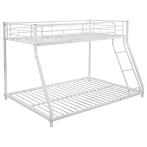 EMKK Twin Over Full Metal Bunk Bed,Metal Bunk Bed, Twin Over Full Size Beds with Sturdy Guard Rail & Ladder, Space-Saving/Noise-Free,Metal Bunkbed