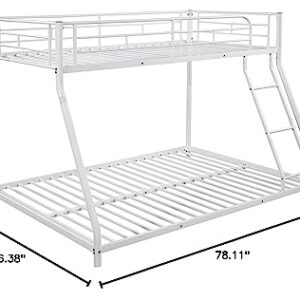 EMKK Twin Over Full Metal Bunk Bed,Metal Bunk Bed, Twin Over Full Size Beds with Sturdy Guard Rail & Ladder, Space-Saving/Noise-Free,Metal Bunkbed