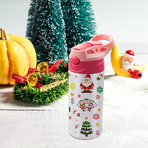 4pcs 12oz Sublimation Blanks Sippy Cup,Sublimation tumblers for Kids,Stainless Steel Insulated Toddler Water Bottle with Leak-Proof Straw Lid and Handle（Four Colors）