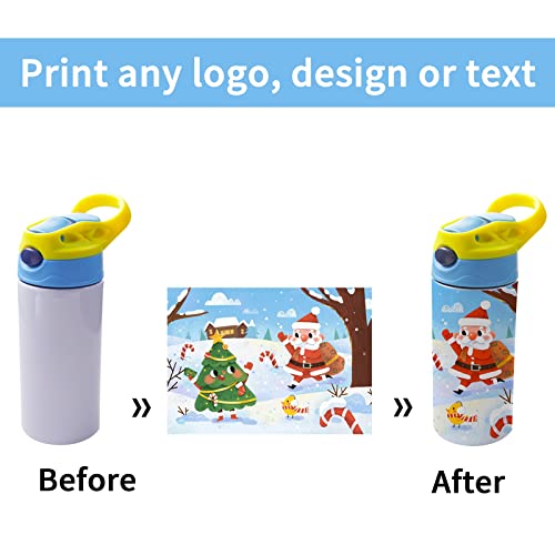 4pcs 12oz Sublimation Blanks Sippy Cup,Sublimation tumblers for Kids,Stainless Steel Insulated Toddler Water Bottle with Leak-Proof Straw Lid and Handle（Four Colors）