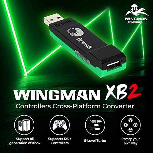 Brook Wingman XB 2 Converter - Wireless Controller Adapter for Xbox Consoles and PC, Supports Remap and Adjustable Turbo