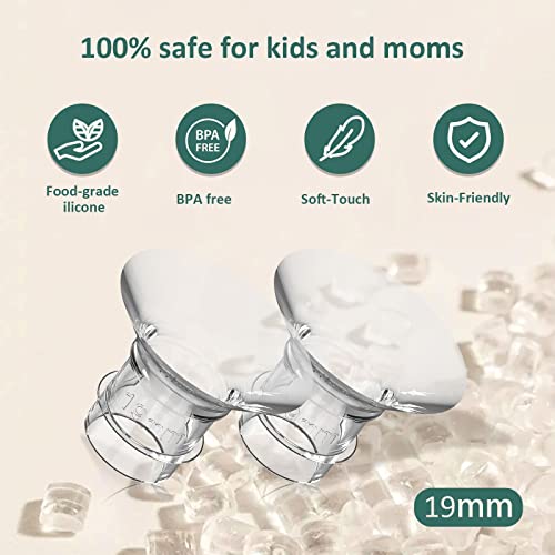 MomMed Flange Inserts 19mm for MomMed/Momcozy/Tsrete 24mm Breast Shields/Flange, 19mm Flange to Reduce 24mm Nipple Tunnel Down to 19 mm, 2Pack