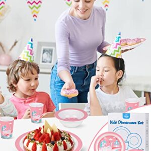 Lehoo Castle Kids Plates and Bowls Sets, 5 Piece Baby Feeding Set - Includes Plate, Bowl, Cup, Fork and Spoon Utensil Flatware, Kids Dinnerware Set for Kids, Toddlers (Unicorn)