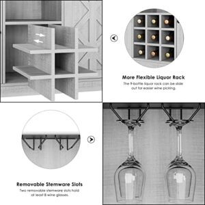 FOTOSOK Buffet Sideboard Bar Cabinet with Storage, 44.5” Farmhouse Buffet Server Bar Wine Cabinet with Removable Wine Racks, Wood Coffee Bar Cabinet Cupboard Table Dining Room Furniture Organizer