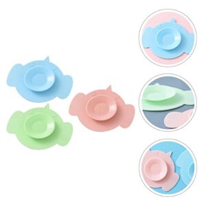 Kisangel 3pcs Anti-Fall Baby Double-Sided Store Infant Silicone Tableware Holder Cartoon Fixing Anti-Slip Cutlery Sucker Base Hotel Kids Cups Fixer Bases Cafe Pad Fixed Bowl for Plate Mat