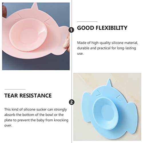 Kisangel 3pcs Anti-Fall Baby Double-Sided Store Infant Silicone Tableware Holder Cartoon Fixing Anti-Slip Cutlery Sucker Base Hotel Kids Cups Fixer Bases Cafe Pad Fixed Bowl for Plate Mat