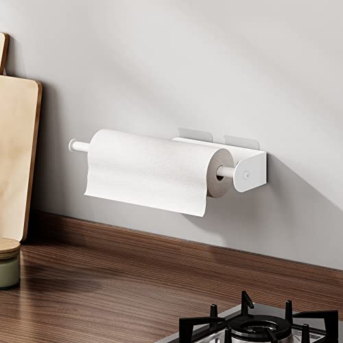 Paper Towel Holders,Paper Towels Rolls - for Kitchen,Paper Towels Bulk- Self-Adhesive Under Cabinet,Both Available in Adhesive and Screws,Stainless Steel Paper Towel Holder-White