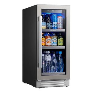 ca'lefort 15'' beverage refrigerator - 100 cans soda beer capacity single zone with modern touch intelligent digital 34°-54°f, low noise, built in or freestanding wine cooler for home and kitchen