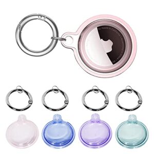 airtags 4 pack keychain waterproof holder case, easy installation,soft full-body shockproof for air- tag cover for wallet,luggage,cat,dog,pets(4 colors)