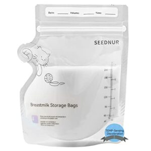 SEEDNUR Disposable Breastmilk Storage Bags Breastmilk Storaging Containers 7.8oz Nursing Bags 100 Counts