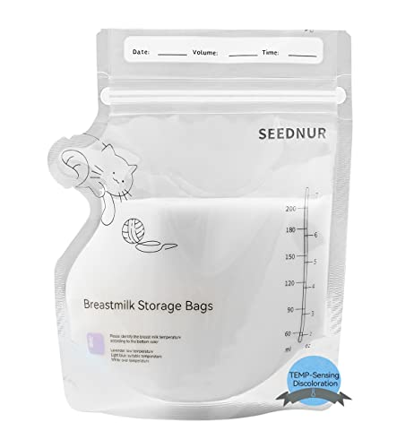 SEEDNUR Disposable Breastmilk Storage Bags Breastmilk Storaging Containers 7.8oz Nursing Bags 100 Counts