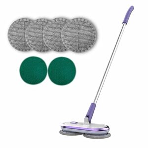 gobot electric mop for floor cleaning, [upgraded version] hardwood / tile / marble / laminate floor cordless spin mop, daily light cleaning, foot button control, auto recovery after stop, purple