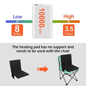 Portable Heated Seat Cushion, 3 Mode Adjustable Thin Heat Heating Cushion, 【No Power Bank】USB Power Heated Foldable Back Chair Pad, Memory Foam Heated Seat Pad for Indoor, Outdoor, Sports, Beach