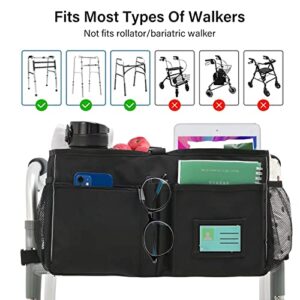 Walker Basket Walker Accessories Bag for Seniors Walker Tray for Folding Walker,Walker Storage Pouch with Dividers & Fastener Straps,Not Fit Rollator Walker,Bag Only