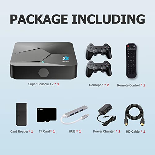 Bearway Super Console X2 Retro Video Game Consoles 100,000+ Games 60+Emulators 2 Systems in 1/Games/TV Audio 4K HD Output with 2 Controllers Multiplayer (256G)
