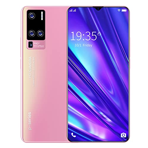 Unlocked Smartphone, 6.53Inch Cellphone 4GB 128GB Dual Card Dual Standby 4G Smartphone for Android Support Fingerprint Unlock, Face Unlocked, GPS (Pink)