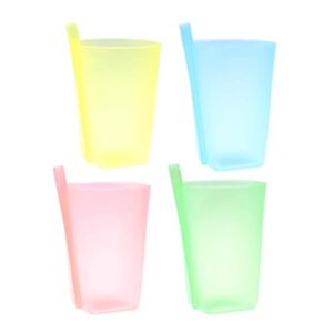 magiclulu 4pcs cup with built in straw plastic water sippy cups containers milk straw drinking cups for kids (random color)