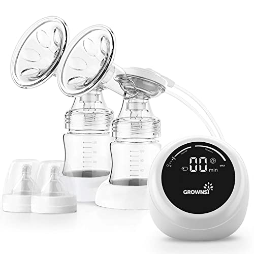 Double Electric Breast Pump Breast Feeding Pain Free Stepless knob LED HD Display, Strong Suction Power, Rechargeable, BPA Free, Quiet