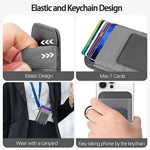 Magnetic Card Wallet Holder for MagSafe, Magsafe Wallet for Apple iPhone 14 Pro Max/14 Pro/14/14 Plus/13/12, MagSafe Leather Wallet, Magnetic Card Holder for iPhone 14/13/12 Series, Fit 7 Cards, Gray