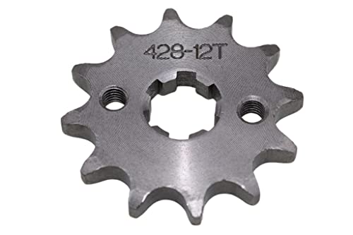 Trkimal Motorcycle 428 Front Sprocket for 50cc 70cc 90cc 110cc 125cc 140cc 160cc Dirt Pit Bike Mini Bike TaoTao Roketa Coolster Sunl Lifan Loncin ATV Quad 4 Wheeler Moped (428-12T, 17MM)