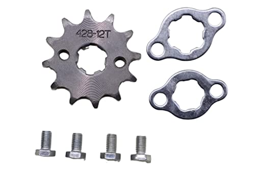 Trkimal Motorcycle 428 Front Sprocket for 50cc 70cc 90cc 110cc 125cc 140cc 160cc Dirt Pit Bike Mini Bike TaoTao Roketa Coolster Sunl Lifan Loncin ATV Quad 4 Wheeler Moped (428-12T, 17MM)