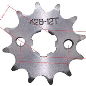 Trkimal Motorcycle 428 Front Sprocket for 50cc 70cc 90cc 110cc 125cc 140cc 160cc Dirt Pit Bike Mini Bike TaoTao Roketa Coolster Sunl Lifan Loncin ATV Quad 4 Wheeler Moped (428-12T, 17MM)