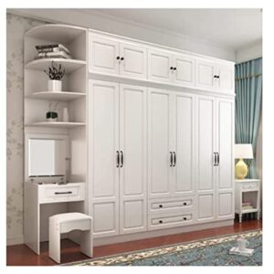 solid wood family wardrobe/armoire/closet, wooden cabinet storage with shelves, hanging rod, wood wardrobe closet with lock for bedroom