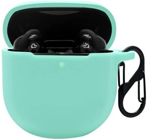 case for bose quietcomfort earbuds ii 2022, soft silicone skin shockproof protective cover for new bose quietcomfort earbuds ii case with carabiner (mint green)