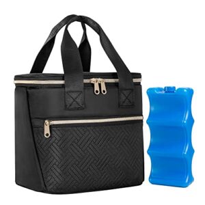 fasrom breastmilk cooler bag with ice pack fits 6 tall baby bottle up to 9 ounce for milk storage, large insulated bottle bag with pockets for nursing moms daycare or travel, black (patent design)