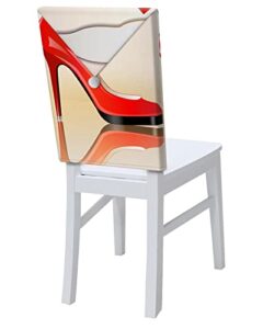 dining room chair back covers, sexy red high heels lipstick rose chair covers kitchen chair slipcovers protective covers for holiday party festival decoration, set of 8