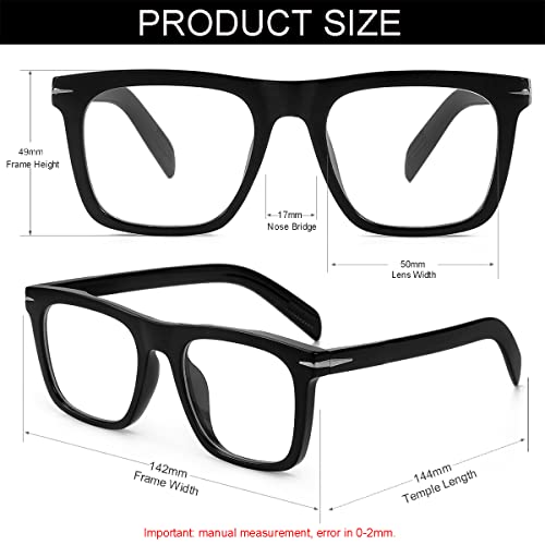 NIDOVIX Trendy Square Blue Light Blocking Glasses for Men Women, Fashion Frame Non-prescription Computer Glasses (Black)