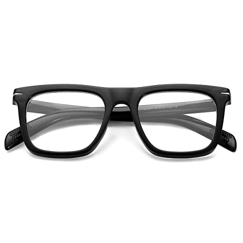 NIDOVIX Trendy Square Blue Light Blocking Glasses for Men Women, Fashion Frame Non-prescription Computer Glasses (Black)