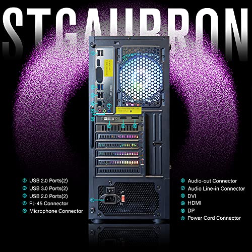 STGAubron Gaming Desktop PC Computer,Intel Core I7 3.4 GHz up to 3.9 GHz,Radeon RX 580 8G GDDR5,16G RAM,512G SSD,WiFi,Bluetooth 5.0,RGB Fanx6,RGB Keyboard&Mouse&Mouse Pad,RGB BT Sound Bar,W10H64