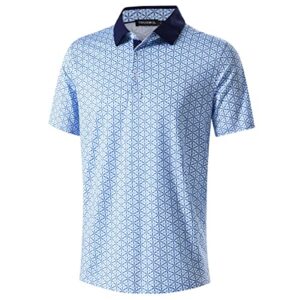 mens golf shirts dry fit short sleeve print moisture wicking casual polo shirt