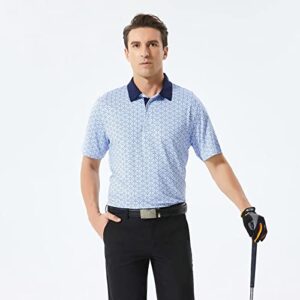 Mens Golf Shirts Dry Fit Short Sleeve Print Moisture Wicking Casual Polo Shirt