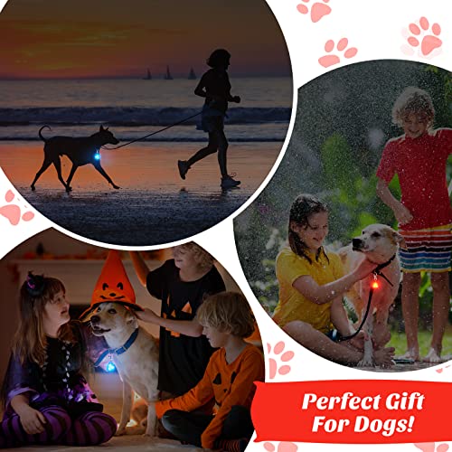 2 Pcs LED Dog Collar Light Waterproof Silicone Light up Dog Tag Clip on Flashing Dog Lights for Night Walking Camping Light for Dog Collar Pet Harness Leash Safety Paw Dog Tag Light (Red, Blue)