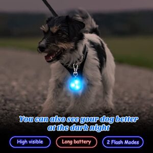 2 Pcs LED Dog Collar Light Waterproof Silicone Light up Dog Tag Clip on Flashing Dog Lights for Night Walking Camping Light for Dog Collar Pet Harness Leash Safety Paw Dog Tag Light (Red, Blue)