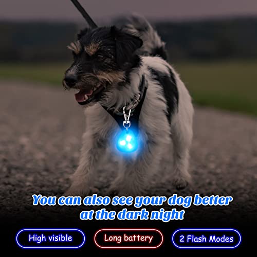 2 Pcs LED Dog Collar Light Waterproof Silicone Light up Dog Tag Clip on Flashing Dog Lights for Night Walking Camping Light for Dog Collar Pet Harness Leash Safety Paw Dog Tag Light (Red, Blue)