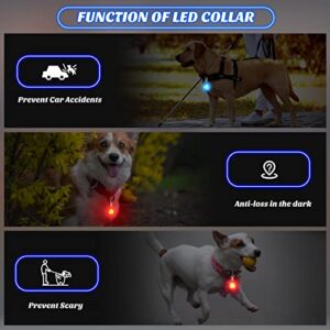 2 Pcs LED Dog Collar Light Waterproof Silicone Light up Dog Tag Clip on Flashing Dog Lights for Night Walking Camping Light for Dog Collar Pet Harness Leash Safety Paw Dog Tag Light (Red, Blue)