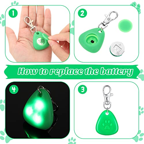 2 Pcs LED Dog Collar Light Waterproof Silicone Light up Dog Tag Clip on Flashing Dog Lights for Night Walking Camping Light for Dog Collar Pet Harness Leash Safety Paw Dog Tag Light (Green, Yellow)